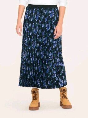 Woolrich Womens Size M Blue Floral Pleated Ankle Skirt Modest New